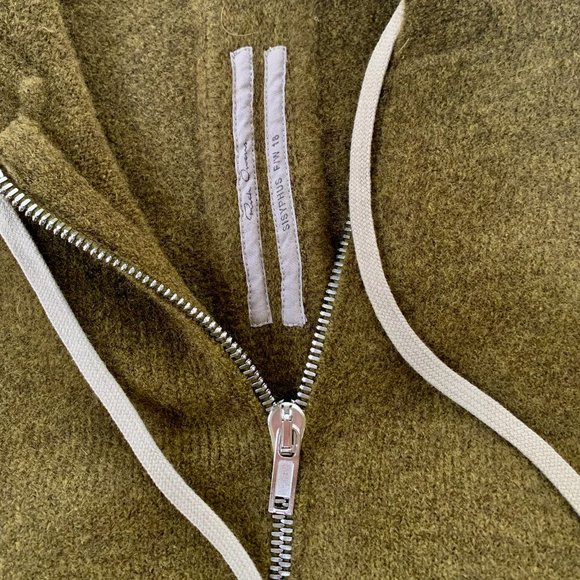 NWT RICK OWENS FW 18 Sisyphus Zip Up "Dirty Green" Hooded Sweater Wool Gorgeous - Picture 2 of 15